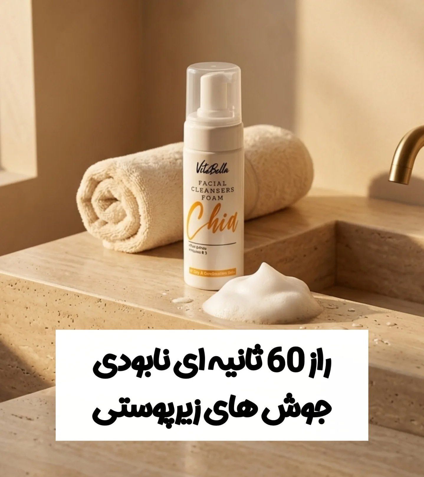 فوم شست و شوی صورت مناسب پوست چرب و اکنه دار رفع جوش های زیر پوستی برند ویتابلا ایتالیا اصل و اورجینال